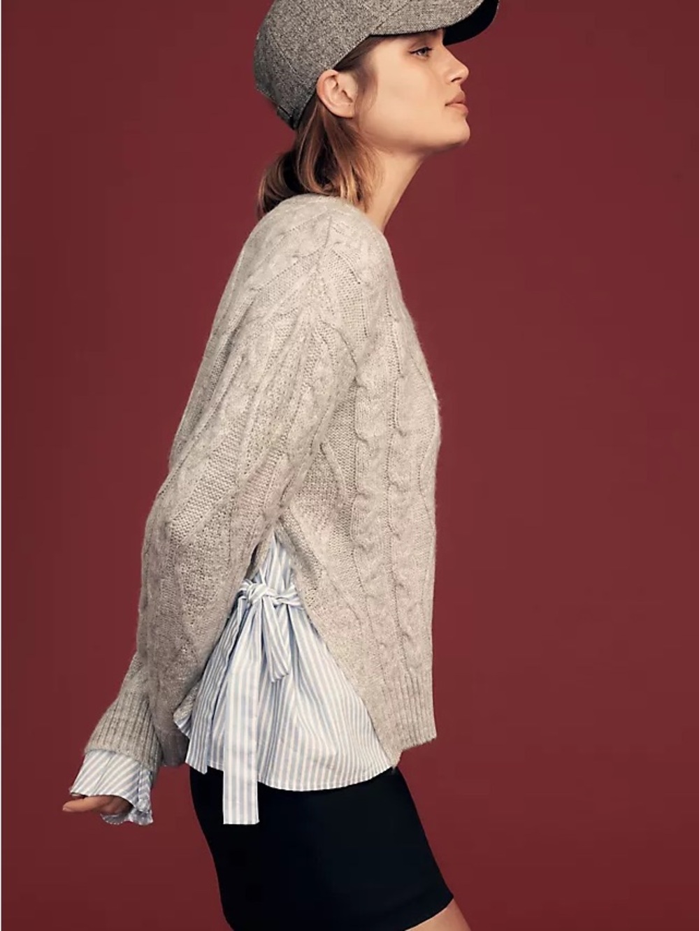 Anthropologie Cable Twofer Toe Sweater
